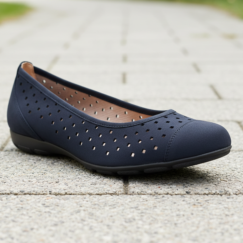 Gabor Ruffle – Women's Ballerina Flat – Navy Nubuck – 84.169.16