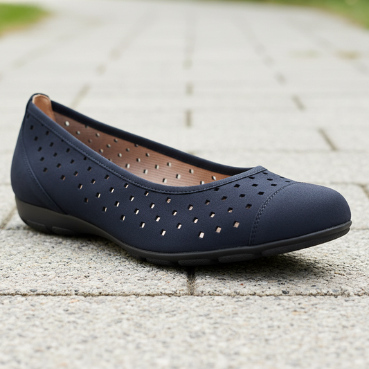Gabor Ruffle – Women's Ballerina Flat – Navy Nubuck – 84.169.16