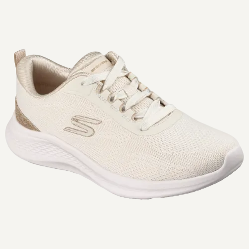 Beige sneaker with white sole on a white background