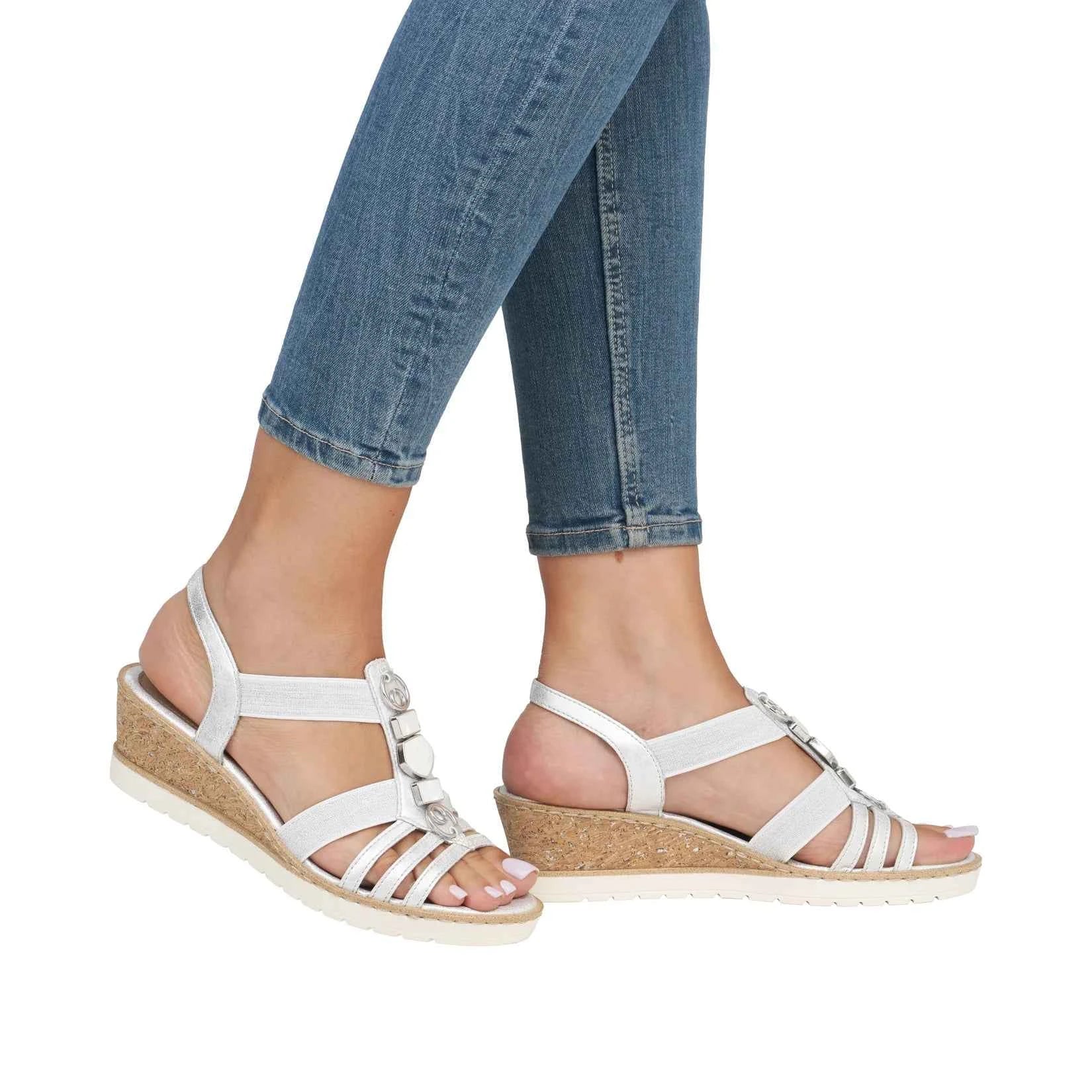 Remonte Women's Wedge Sandal – Silver/Platinum | R6264-92