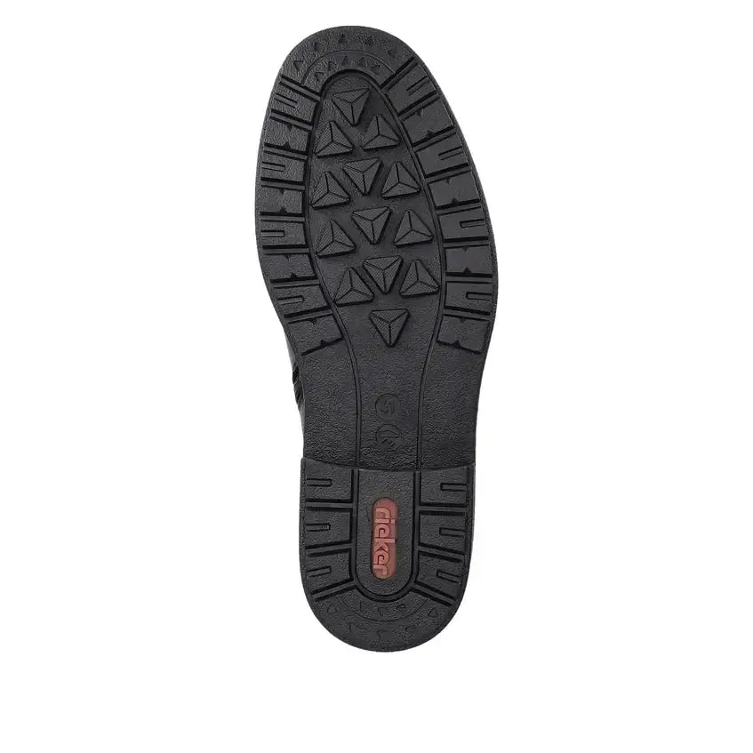 Men's black boot outsole with detailed tread pattern
