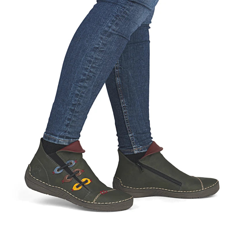 Rieker 72581-54 – Women's Ankle Boot – Green