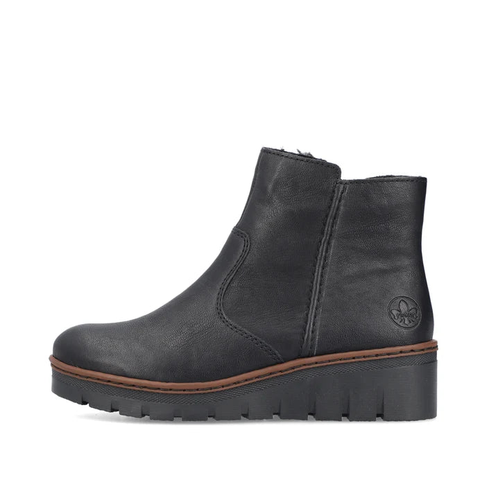 Rieker X9165-00 – Black – Women's Zip Ankle Boot