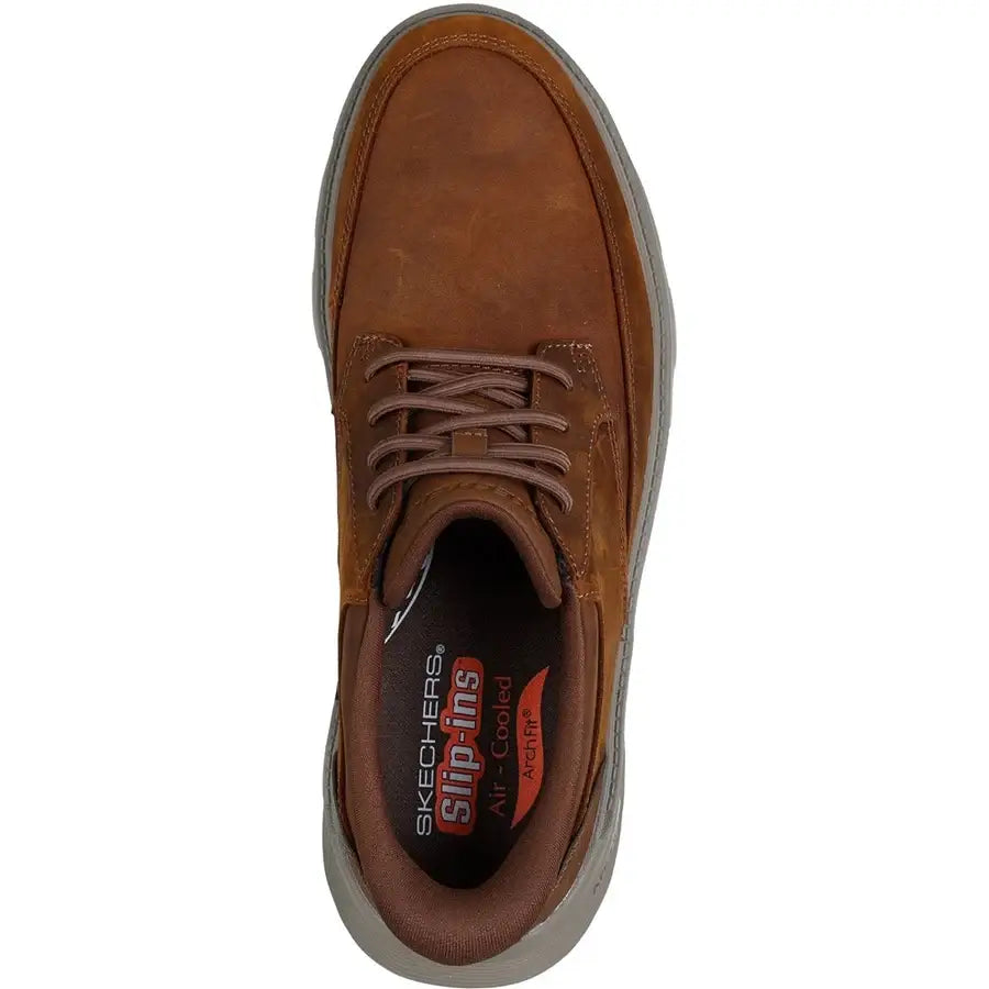 Skechers Slip-ins brown lace-up slip-on shoe, cushioned interior and logo