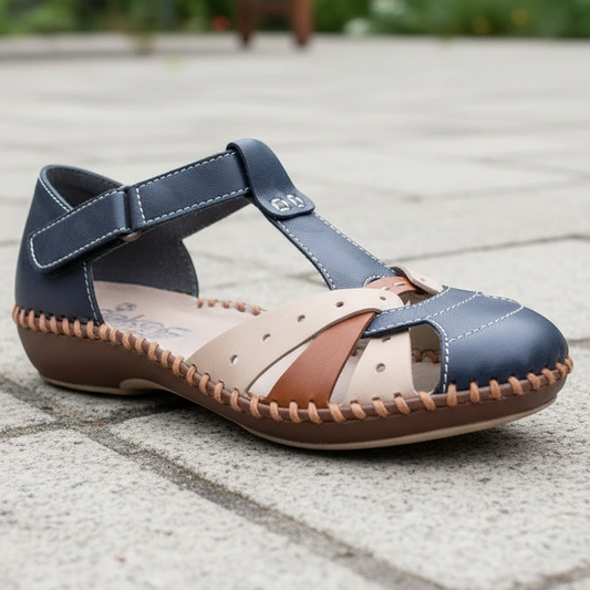 Rieker M1655 – Women's Antistress Easy Touch Fastening Shoe – Blue Combi – M1655-14