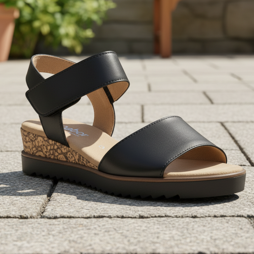 Gabor Raynor – Women's Leather Sandal – Black – 82.750.57