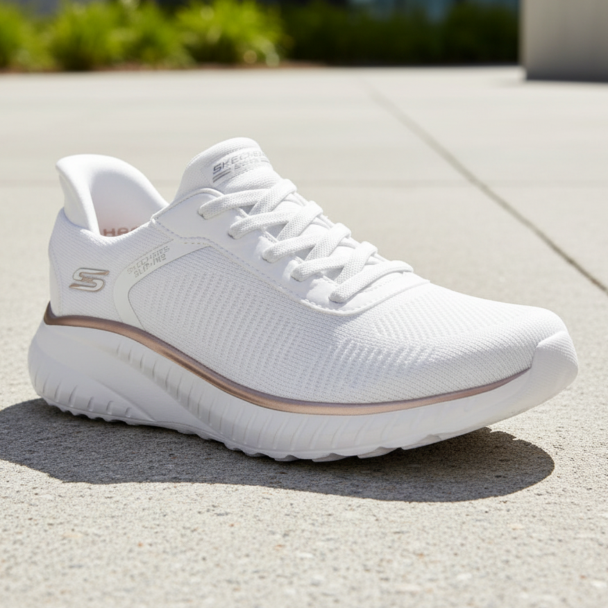 Skechers Slip-ins BOBS Sport Squad Chaos – Women's Trainer – White/Gold – 117497 WTGD