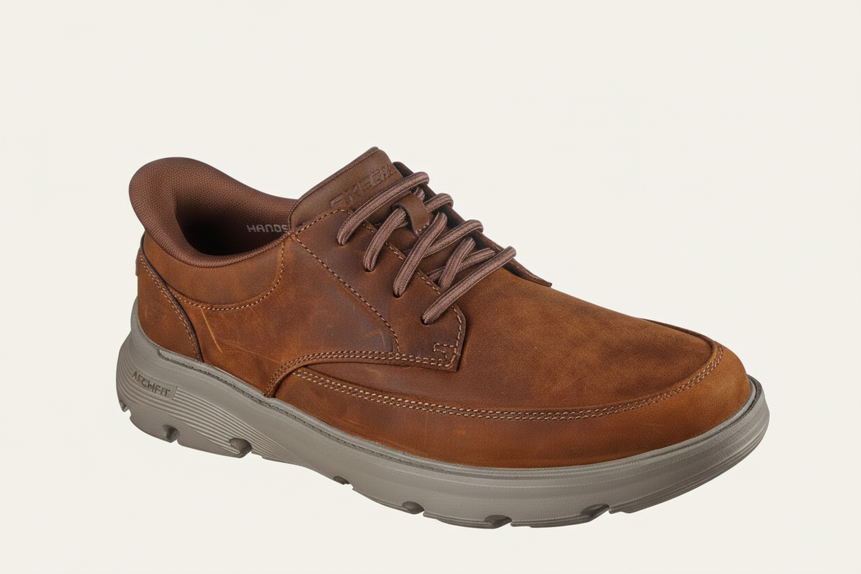 Skechers Arch Fit Garza - Rowan - Brown - cream background