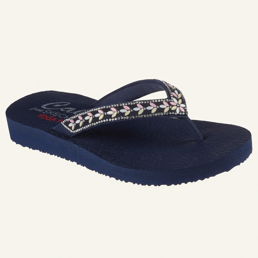 Skechers Toe Post: Meditation - Lucky One - Navy/Multi - 119777 NVMT