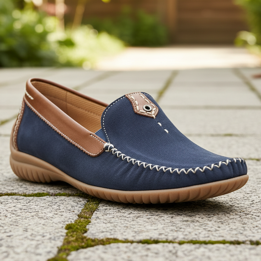 Gabor California – Women's Moccasin – Navy Nubuck/Whiskey – 86.090.46