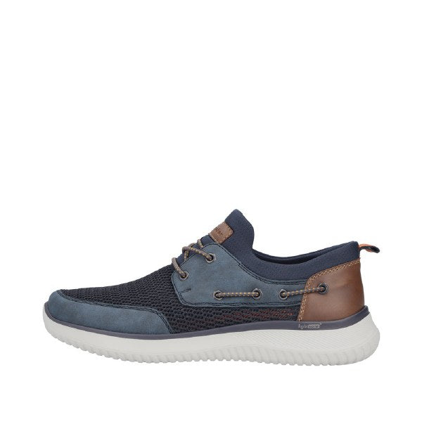 Blue and brown sneaker on a white background