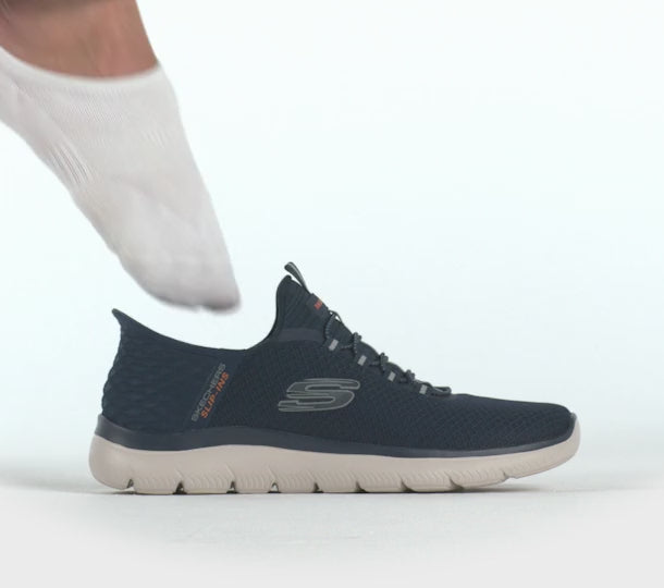 Skechers 232457 NVY navy sneakers with a sleek profile and comfortable design, ideal for casual wear.