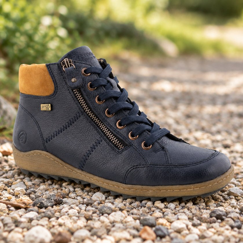 Remonte R1457-14 – Women's Leather Lace-Up Boot – Navy