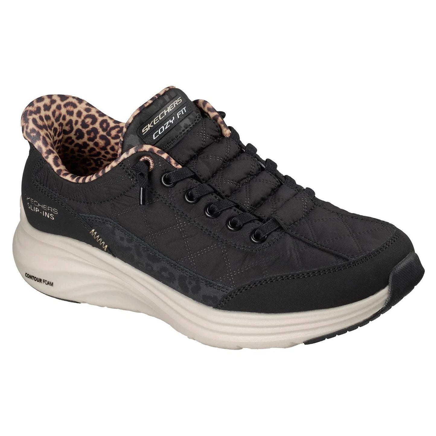 Skechers Hands Free Slip-ins Contour Foam Cozy Fit Leopard Dream – Women's Trainers – Black – 150419 BLK