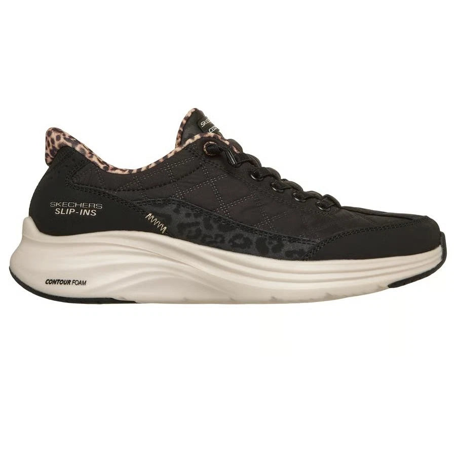 Skechers Hands Free Slip-ins Contour Foam Cozy Fit Leopard Dream – Women's Trainers – Black – 150419 BLK