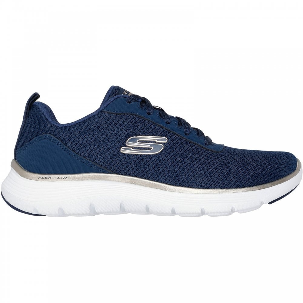 Skechers Vegan Lace-up: Flex Appeal 5.0 Uptake – Navy/Gold – 150206 NVGD