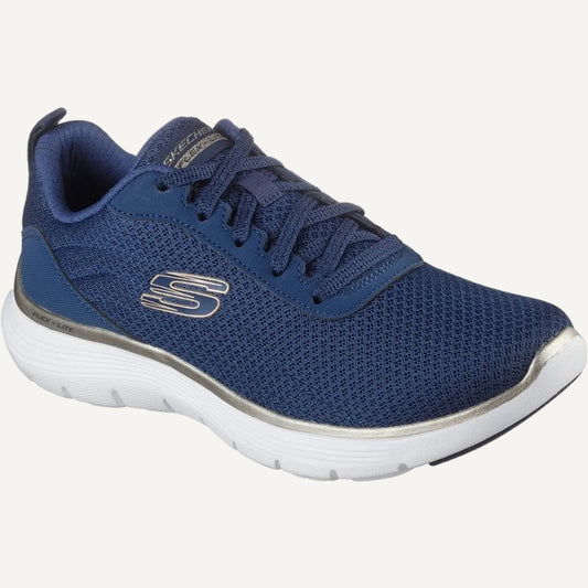 Blue sneaker with white sole on a white background