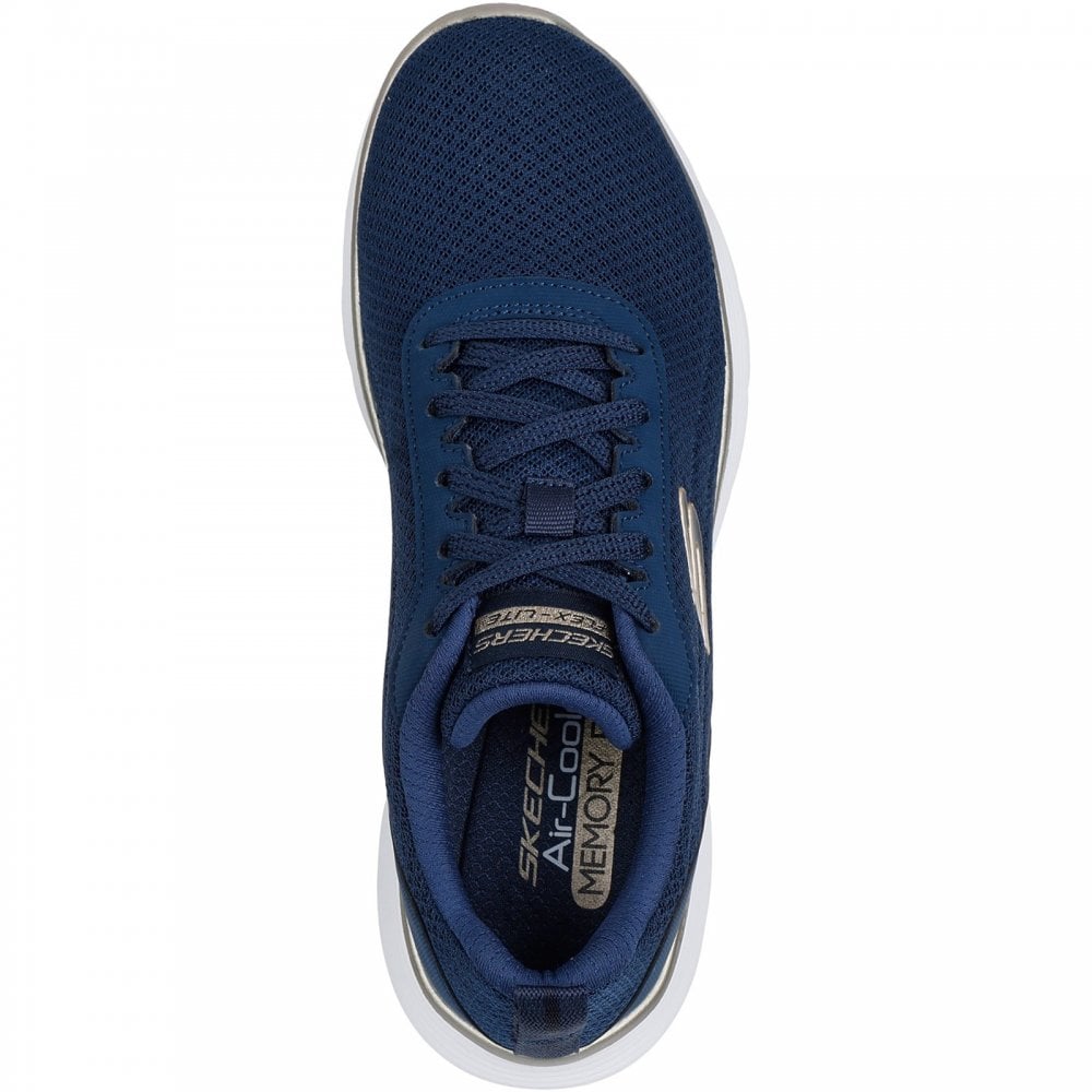 Skechers Vegan Lace-up: Flex Appeal 5.0 Uptake – Navy/Gold – 150206 NVGD