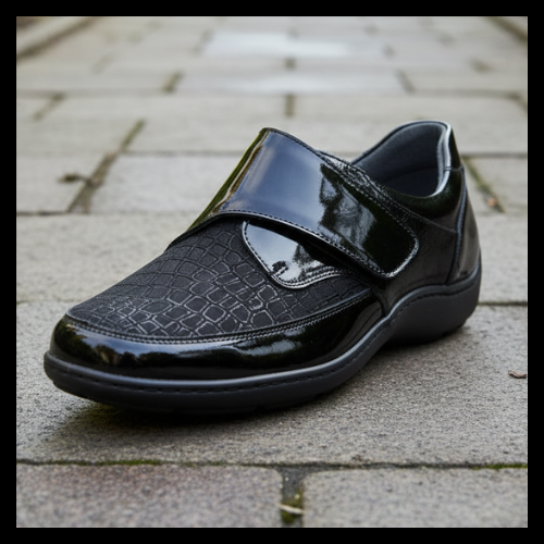 Waldlaufer Henni 496H31 – Black Patent | Women's Wide-Fit Patent Leather Shoe