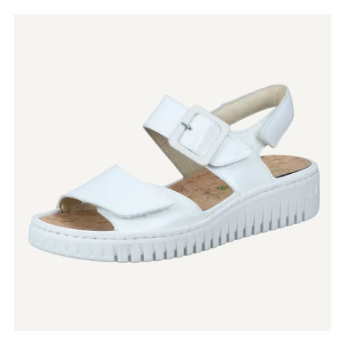 Waldlaufer Willow 955004 – White | Women's Wide-Fit Leather Sandal