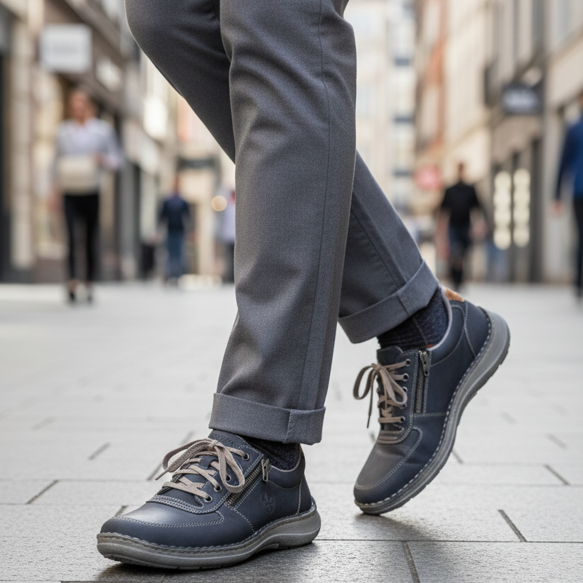 Rieker 03030-14 – Men's Antistress Zip Shoe – Blue