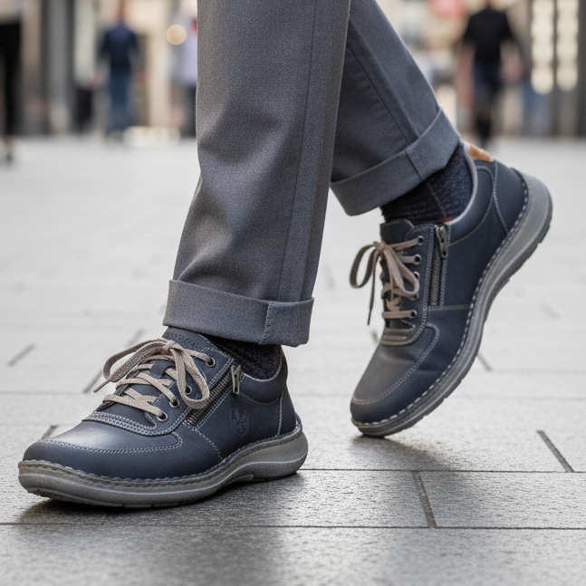 Rieker 03030-14 – Men's Antistress Zip Shoe – Blue